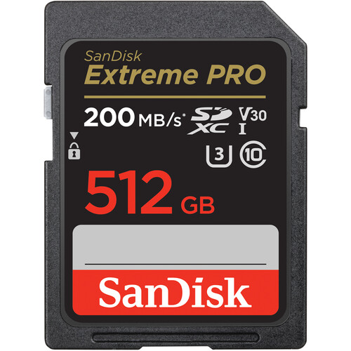 SanDisk SDXC 512GB Extreme Pro 200MB/s UHS-I Class10 U3 V30 - 1